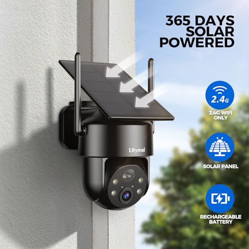 2K 2.4g WiFi Security Cameras Wireless Outdoor, 360° View Solar Cameras for Home Security, Color Night Vision, AI Detection, 2-Way Audio, Spotlight Siren Alarm, SD/Cloud Storage - Image 4