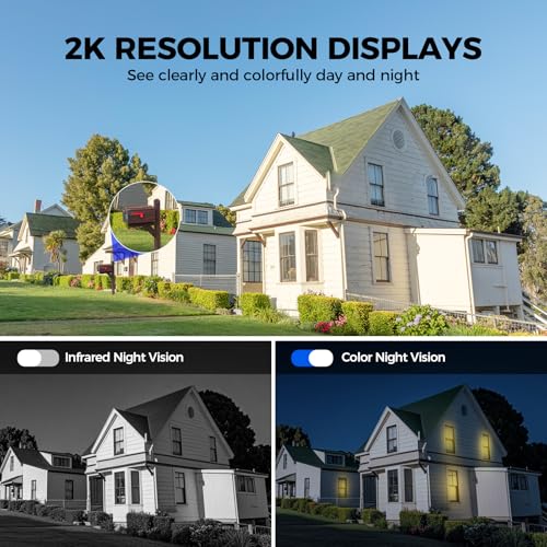2K 2.4g WiFi Security Cameras Wireless Outdoor, 360° View Solar Cameras for Home Security, Color Night Vision, AI Detection, 2-Way Audio, Spotlight Siren Alarm, SD/Cloud Storage - Image 5