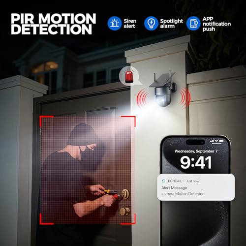 2K 2.4g WiFi Security Cameras Wireless Outdoor, 360° View Solar Cameras for Home Security, Color Night Vision, AI Detection, 2-Way Audio, Spotlight Siren Alarm, SD/Cloud Storage - Image 6