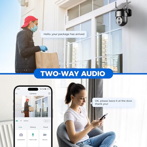 2K 2.4g WiFi Security Cameras Wireless Outdoor, 360° View Solar Cameras for Home Security, Color Night Vision, AI Detection, 2-Way Audio, Spotlight Siren Alarm, SD/Cloud Storage - Image 7