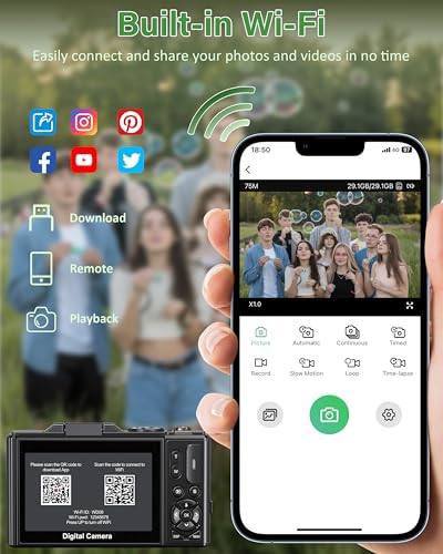 5K Digital Camera for Photography, 75MP WiFi Vlogging Camera for YouTube with 3" 180° Flip Screen, 18X Zoom UHD Autofocus Video Camara with 32GB SD Card, 2 Batteries - Image 6