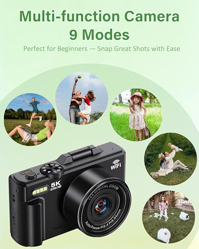 5K Digital Camera for Photography, 75MP WiFi Vlogging Camera for YouTube with 3" 180° Flip Screen, 18X Zoom UHD Autofocus Video Camara with 32GB SD Card, 2 Batteries - Image 7