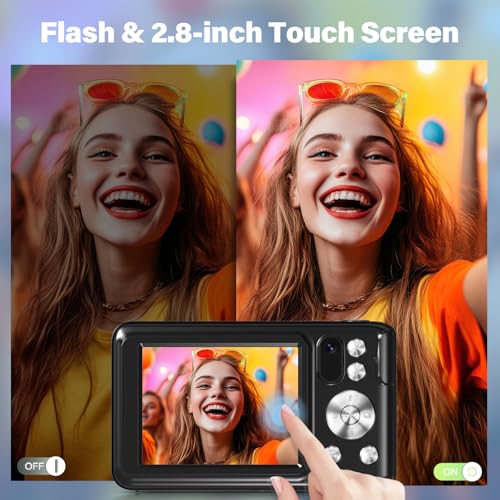 5K Digital Camera for Photography, WiFi 64MP Autofocus Dual Lens Vlogging Camera with Touch Screen, 6X Optical Zoom Compact Point and Shoot Cameras for YouTube, 32GB Card,2 Batteries,Black - Image 5