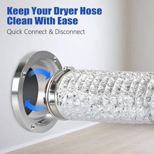 Aluminum Alloy 4 Inch Dryer Vent Hose Connector Kit, Quick Setup Design With Extra Thick(6-Ply) Aluminum Foil 5 Ft Duct And 2 Clamps, Antioxidant And Durable For Dryer Washer Bathroom - Image 5