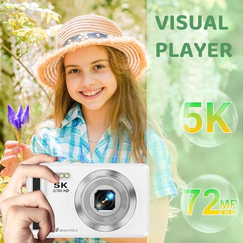 Digital Camera - 5K 72MP Vlogging Camera with 16X Zoom for Kids Autofocus Point and Shoot Photography Cameras - UHD 2.8'' Screen Compact Portable Camara with 32GB SD Card - Image 3