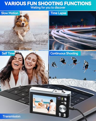 Digital Camera,5K 56MP Cameras for Photography Autofocus,Vlogging Compact Camera with Front and Rear Camera,10X Optical Zoom,6-Axis Anti-Shake,Touch Screen with 64GB SD Card,2 Batteries - Image 8