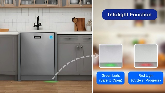 Equator 24" Built in Tall Tub Dishwasher 15 Place 3rd Rack 8 Wash 1400 RPM Turbo Dry 110V E-Star in Silver - Image 8