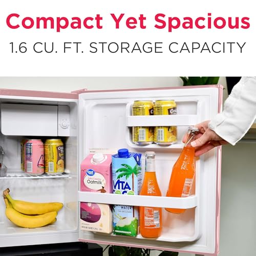 Frigidaire EFR176 Retro Compact Fridge with Chiller Mini Refrigerator with Built-in Bottle Opener for Office, Bedroom, Dorm Room or Cabin, 1.6 cu ft 16" D x 18" W x 18.5" H, Pink - Image 4