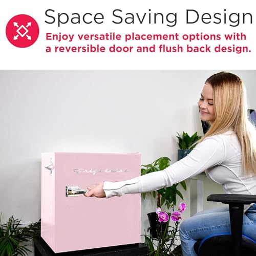 Frigidaire EFR176 Retro Compact Fridge with Chiller Mini Refrigerator with Built-in Bottle Opener for Office, Bedroom, Dorm Room or Cabin, 1.6 cu ft 16" D x 18" W x 18.5" H, Pink - Image 7