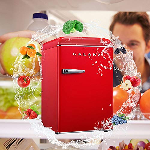 Galanz GLR25MRDR10 Retro Compact Refrigerator, Mini Fridge with Single Doors, Adjustable Mechanical Thermostat with Chiller, Red, 2.5 Cu Ft - Image 7