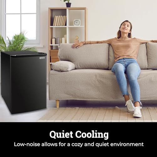 Igloo 3.2 Cu.Ft. Single Door Compact Refrigerator with Freezer - Slide Out Glass Shelf, Perfect for Homes, Offices, Dorms - Black - Image 7