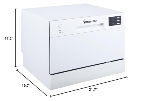 Magic Chef MCSCD6W5 Energy Star 6-Place Setting 6 Plate Countertop Dishwasher, White - Image 3