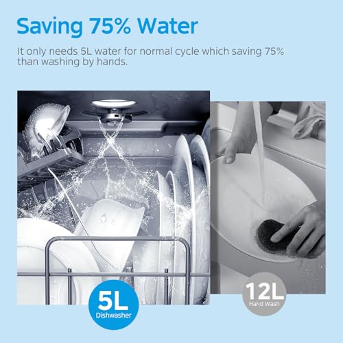 Midea MDC17P0ABB Portable Countertop Mini 1.32Gal Built-in Water Tank, No Hookup Needed, 6 Programs, 360° Dual Spray, 162℉ High-Temp& Air-Refresh Function, Dishwasher for Apartments& RVs, Black - Image 4