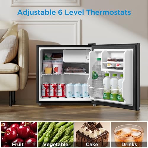 Midea WHS-65LB1 Compact Single Reversible Door Refrigerator, 1.6 Cubic Feet(0.045 Cubic Meter), Black - Image 5