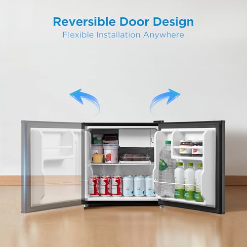 Midea WHS-65LB1 Compact Single Reversible Door Refrigerator, 1.6 Cubic Feet(0.045 Cubic Meter), Black - Image 7