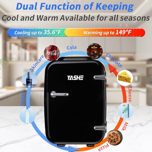 Mini Fridge, 4 Liter/6 Cans Small Refrigerator for Skincare, 110V AC/ 12V DC Thermoelectric Cooler and Warmer for Bedroom, Office, Dorm, Car, Black - Image 4