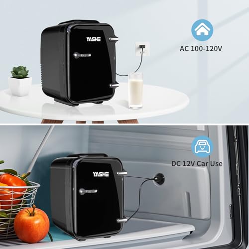 Mini Fridge, 4 Liter/6 Cans Small Refrigerator for Skincare, 110V AC/ 12V DC Thermoelectric Cooler and Warmer for Bedroom, Office, Dorm, Car, Black - Image 7