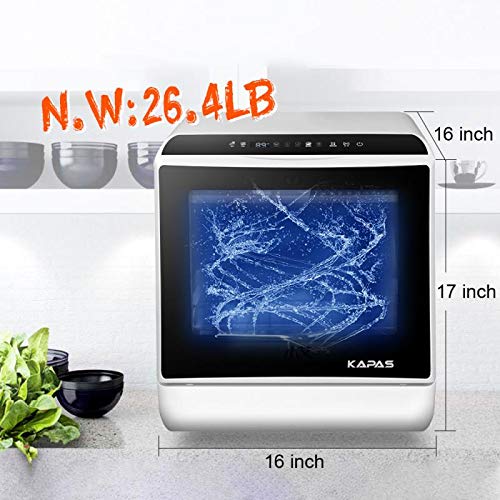 Portable Countertop Dishwasher with 5 Programs, 3-Cup Water Tank, Fruit/Veg Basket, High Temp, Air Dry - Image 3