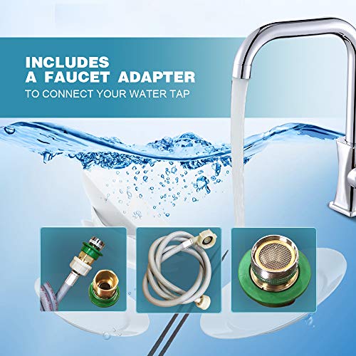 Portable Countertop Dishwasher with 5 Programs, 3-Cup Water Tank, Fruit/Veg Basket, High Temp, Air Dry - Image 7