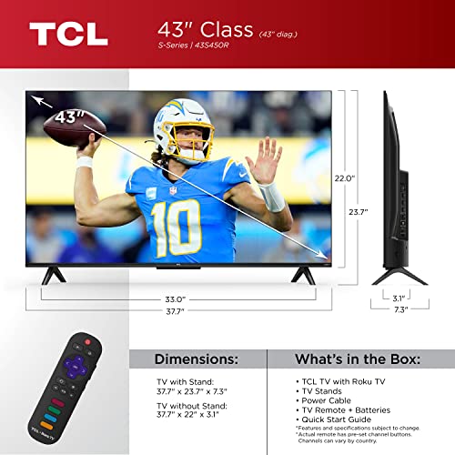 TCL 43-Inch Class S4 4K LED Smart TV with Roku TV (43S450R, 2023 Model), Dolby Vision, HDR, Dolby Atmos, Works with Alexa, Google Assistant and Apple HomeKit Compatibility, Streaming UHD Television - Image 4
