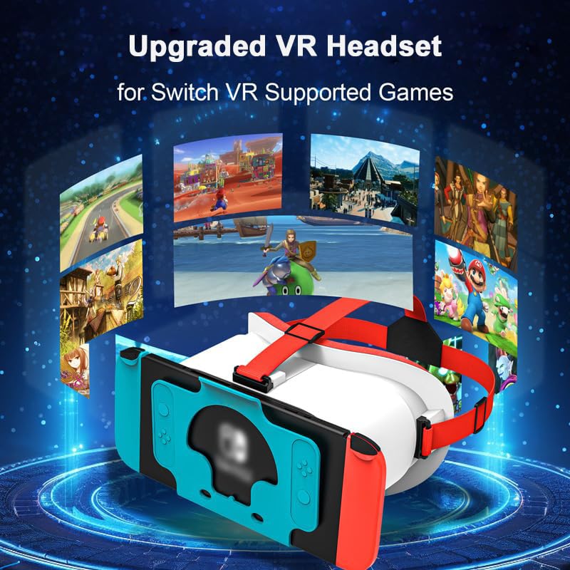 Upgraded VR Headset for Nintendo Switch & Switch OLED Model, Switch Virtual Reality Glasses with Adjustable HD Lenses and Comfortable Head Strap, 3D Goggles for Switch Accessories (Orange& Blue) - Image 3