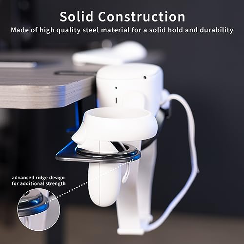 VIVO Premium Clamp-on VR Headset Stand for Desk, Virtual Reality Display Holder, Universal Metal Storage for Reality Headsets and Controllers, Black, MOUNT-VR01 - Image 4