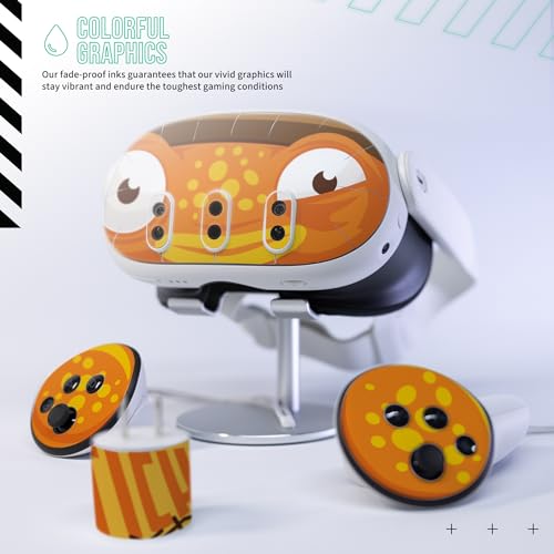 Vinyl Skin Sticker Kit Compatible with Meta Quest 3 - Headset Space Helmet VR Accessories Skin Decals - Virtual Reality Protective Cover (Orange Fish) - Image 3